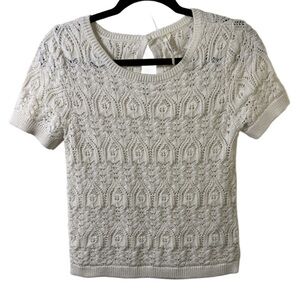 Anthropologie Ivory Lace Knit Top